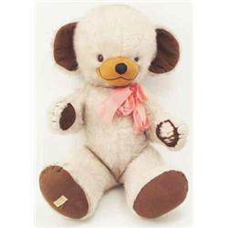 A large 'Merrythought' cheeky type teddy bear, pale plush with bell ears and glass eyes, 26ins...