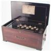 Image 1 : A good late 19th century Swiss 'bells-in-sight' musical box, the 13 inch brass cylinder and nine...