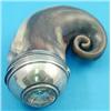 Image 1 : A Scottish horn and silver mounted snuff mull, the domed hinged top inset with a Cairngorm citrin...