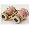 Image 1 : A pair of French late 19th century enamel opera glasses, by Lemaire of Paris with pink ground ena...