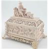 Image 1 : A late 19th century Swiss carved ivory casket, of rectangular form, the sides carved with relief...