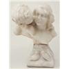Image 1 : An Italian late 19th century alabaster group of young lovers, carved as the heads of two children...