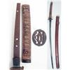Image 1 : A good Japanese Katana sword, with 26.25 inch blade, shaped and pierced tsuba with engraved decor...