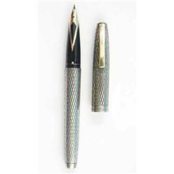 A sterling silver boxed Sheaffer pen, of cross hatched design (1)...