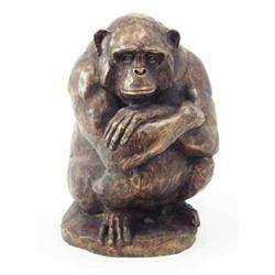 John Bickley: a bronze chimpanzee 'Sam', seated with arms folded, 16.5 ins....
