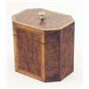 Image 1 : A burr yew and kingwood crossbanded tea caddy, of canted rectangular form, lacking lock, 5 ins....