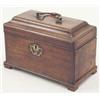 Image 1 : A George III mahogany tea caddy, rectangular with caddy top, brass swing top handle and shield sh...