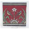 Image 1 : A late Victorian terracotta tile, designed by William Morris, painted with birds on floral sprigs...