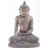 Image 1 : A Burmese bronze Buddha, possibly 16th century, seated cross legged on integral base in an earth...