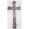 Image 1 : An 18th century Chinese mother-of-pearl inlaid huang hua-li cross, decorated with engraved foliat...