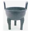 Image 1 : A 19th century Chinese inlaid bronze tripod censer, of Archaic design, inlaid with wire silk worm...