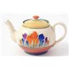 Image 1 : A Clarice Cliff Crocus-pattern tea pot, of Globe shape, 4in....