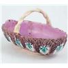 Image 1 : A 19th century Continental majolica basket, continuously moulded with leaves, 9.5ins...
