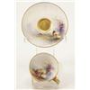 Image 1 : A Royal Worcester miniature teacup and saucer finely painted with sheep and surrounding foliage,...