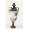 Image 1 : A Royal Worcester vase and cover, with twin gilt handles, the ovoid body finely painted with a mo...