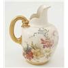 Image 1 : A Royal Worcester flatback jug, painted with flowers in bright enamels and with gilt handle, date...