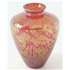 Image 1 : A Royal Brierley glass vase of high-shouldered form with bright iridescence against a red ground,...