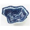 Image 1 : A Bow leaf-shaped pickle dish, painted with a grape and leaf pattern in underglaze blue, 3.5in....