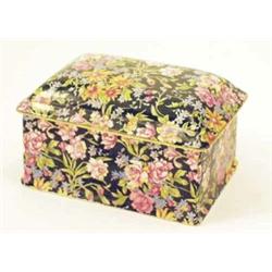 A Royal Winton chintz music box and cover, playing the Blue Danube Waltz, 5.25ins...