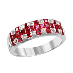 14KT White Gold Ruby and Diamond Ring - #2037
