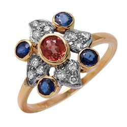 14KT Yellow Gold Sapphire and Diamond Ring - #50