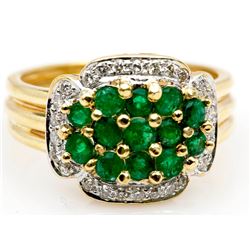 14KT Yellow Gold Emerald and Diamond Ring - #51
