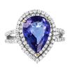 Image 3 : 14KT White Gold Tanzanite and Diamond Ring - #1538