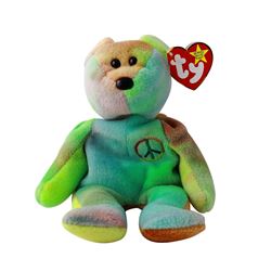 Discontinued TY Beanie Baby Multi-Colored PEACE BEAR: 1996 - #1661