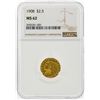 Image 1 : 1908 $2 1/2 Indian Head Quarter Eagle Gold Coin NGC MS62