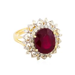 14KT Yellow Gold 6.31ct Ruby and Diamond Ring