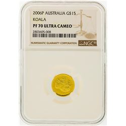 2006P $15 Australian Koala Gold Coin NGC Graded PF70 Ultra Cameo