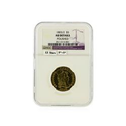 1803/2 $5 Heraldic Eagle Reverse Gold Coin NGC Graded AU Details