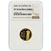 Image 1 : 2001-W $5 Capitol Gold Coin NGC Graded PF70 Ultra Cameo