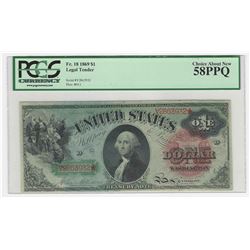 1869 $1 Rainbow Large Size Legal Tender Note PCGS Graded 58PPQ
