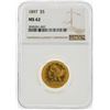 Image 1 : 1897 $5 Liberty Head Half Eagle Gold Coin NGC MS62