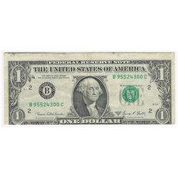 1969D $1 Federal Reserve Note Shift ERROR