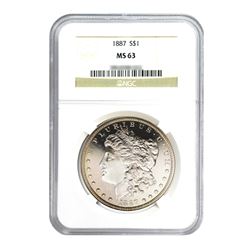1887 $1 Morgan Silver Dollar - NGC MS63