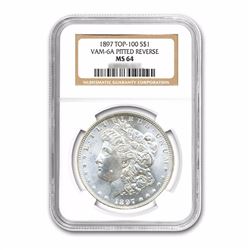 1897 $1 Morgan Silver Dollar Top 100 VAM 6A Pitted Rev UNC Details - Improperly Cleaned