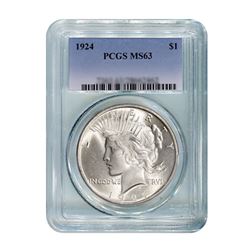1924 $1 Peace Silver Dollar - PCGS MS63