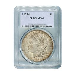 1921-S $1 Morgan Silver Dollar - PCGS MS64