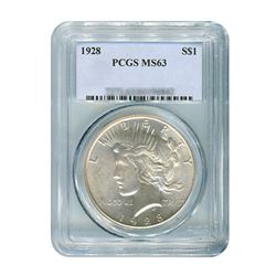 1928 $1 Peace Silver Dollar - PCGS MS63