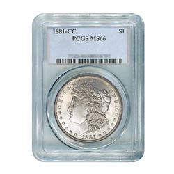 1881-CC $1 Morgan Silver Dollar - PCGS MS66