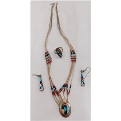 Native American Sterling Silver & Stone Set