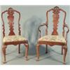 Image 1 : A good set of eight Queen Anne design walnut dining chairs, including two with arms with deeply c...