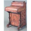 Image 1 : A late Victorian figured walnut piano top davenport, the pop up section with pierced gallery, pul...