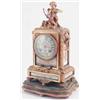 Image 1 : A late 19th century French ormolu mantel clock, with painted Sevres-type porcelain dial, Cupid fi...
