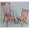 Image 1 : A Victorian Windsor chair, with elm seat on turned legs and a Victorian Gothic style cross frame...