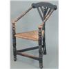 Image 1 : A Victorian Arts and Crafts stained oak wainscot chair, with turned arms and legs with rush seat...
