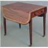 Image 1 : A George IV mahogany Pembroke table, with satinwood banded top and frieze drawer, on square taper...