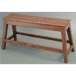An oak bench, on square tapered legs with uniting stretchers, 3ft 4ins...